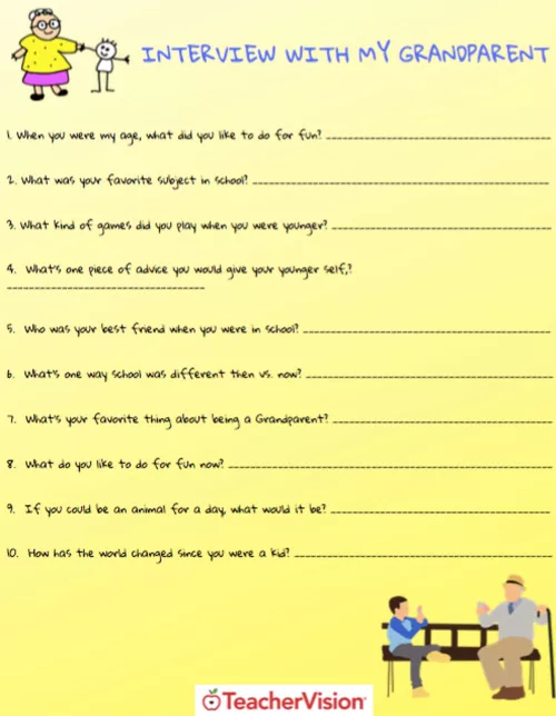 Interview Activity For Grandparent's Day - TeacherVision