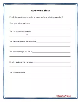 Add To the Story Creative Reading Activity - TeacherVision