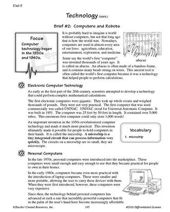 Computers and Robots Vocabulary Worksheet for 6th Grade Science ...