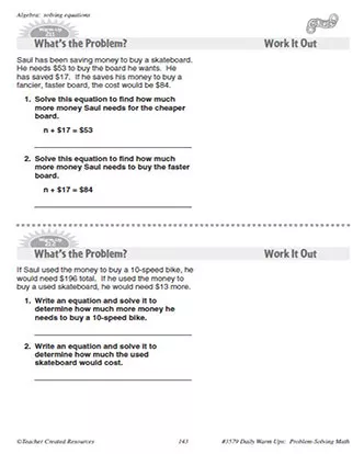 Daily Math Warm-Ups 541 Algebra for 5th Grade | Mathematics - TeacherVision