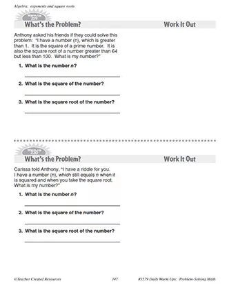 Daily Math Warm-Ups 542 Algebra for 5th Grade | Mathematics - TeacherVision