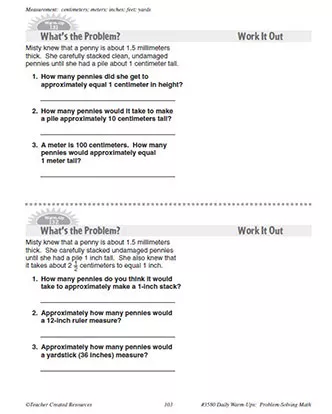 Daily Math Warm-Ups 631 Measurment for 6th Grade - TeacherVision