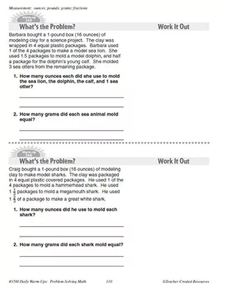 Daily Math Warm-Ups 634 Measurment for 6th Grade - TeacherVision