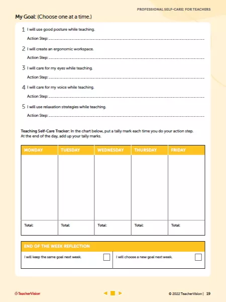 Self-Care Tracker - FREE Printable for Teachers - TeacherVision