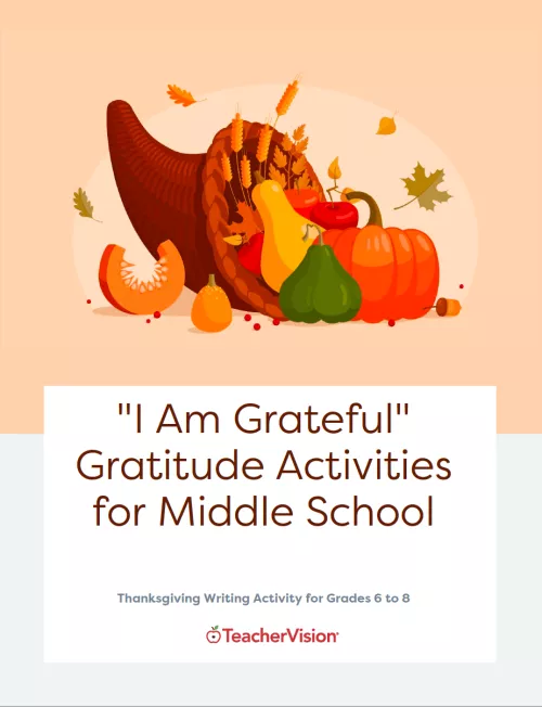 gratitude assignment for middle school