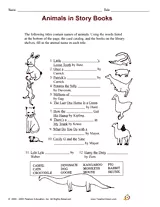 Animals in Story Books Printable (1st - 2nd Grade) - TeacherVision