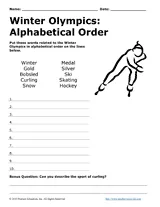 Winter Olympic Games Alphabetical Order Activity Printable (1st - 3rd ...